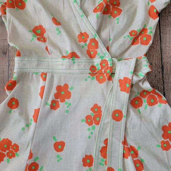 Vintage Orange Poppy Wrap Dress - Picture 5 of 16